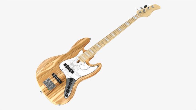 Electric 4-String Bass Guitar 01 V2 3D Model .c4d .max .obj .3ds .fbx .stl .blend 