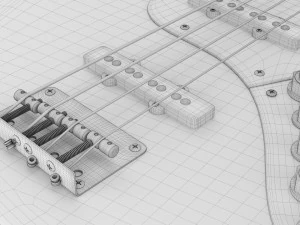 Electric 4-String Bass Guitar 01 V2 3D Model