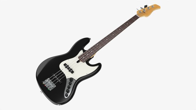 Electric 4-String Bass Guitar 02 Black Modèle 3D .c4d .max .obj .3ds .fbx .stl .blend 