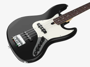 Electric 4-String Bass Guitar 02 Black 3D Model