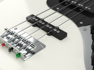 Electric 4-String Bass Guitar 02 White 3D Модель