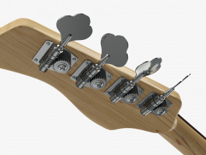 Electric 4-String Bass Guitar 02 White 3D Модель