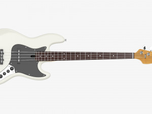 Electric 4-String Bass Guitar 02 White 3D Модель