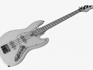 Electric 4-String Bass Guitar 02 White 3D Модель