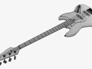 Electric 4-String Bass Guitar 02 White 3D Model