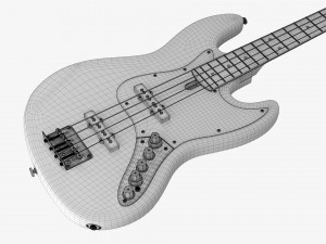 Electric 4-String Bass Guitar 02 White 3D Модель