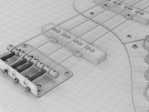 Electric 4-String Bass Guitar 02 White 3D Модель