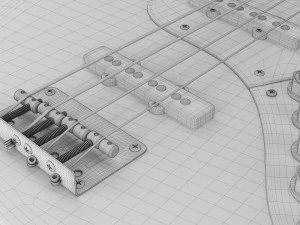 Electric 4-String Bass Guitar 02 White 3D Model