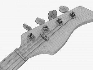Electric 4-String Bass Guitar 02 White 3D Модель