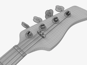 Electric 4-String Bass Guitar 02 White 3D Model