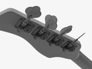 Electric 4-String Bass Guitar 02 White 3D Model