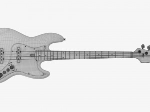 Electric 4-String Bass Guitar 02 White 3D Модель