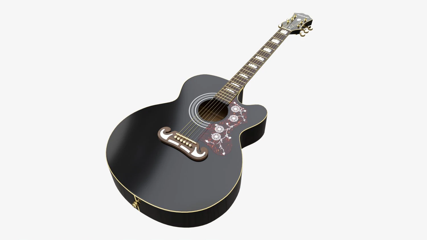 Epiphone J-200 EC Studio Acoustic Guitar With Pickup 3D Model .c4d .max .obj .3ds .fbx .stl .blend