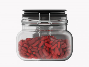 Kitchen Glass Jar With Contents 01 3D Model