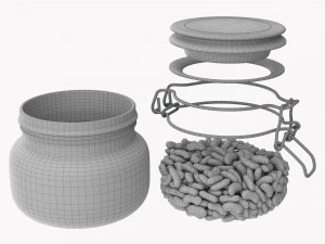 Kitchen Glass Jar With Contents 01 3D Model
