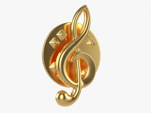 Music Clef Pin 3D Модель