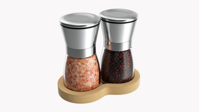 Salt And Pepper Grinder Set 02 3D Model .c4d .max .obj .3ds .fbx .lwo .lw .lws