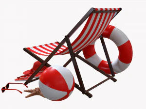 Beach Composition 01 Red 3D Model