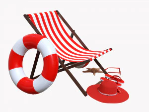 Beach Composition 01 Red 3D Model