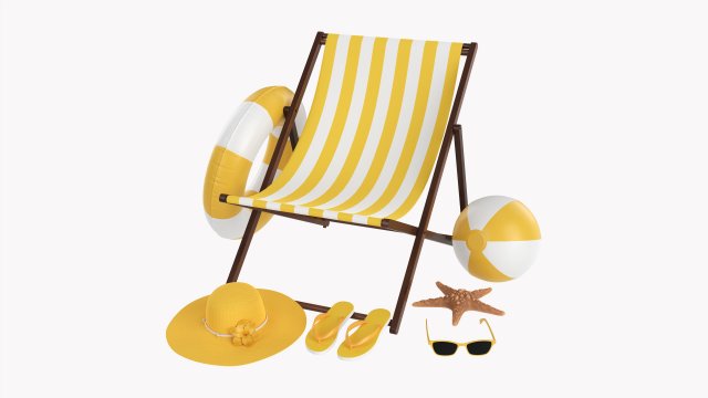 Beach Composition 01 Yellow 3D Model .c4d .max .obj .3ds .fbx .stl .blend 