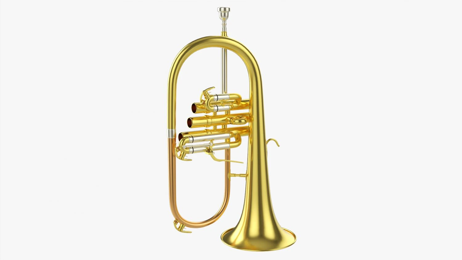 Brass Bell Flugelhorn 3D Model .c4d .max .obj .3ds .fbx .stl .blend