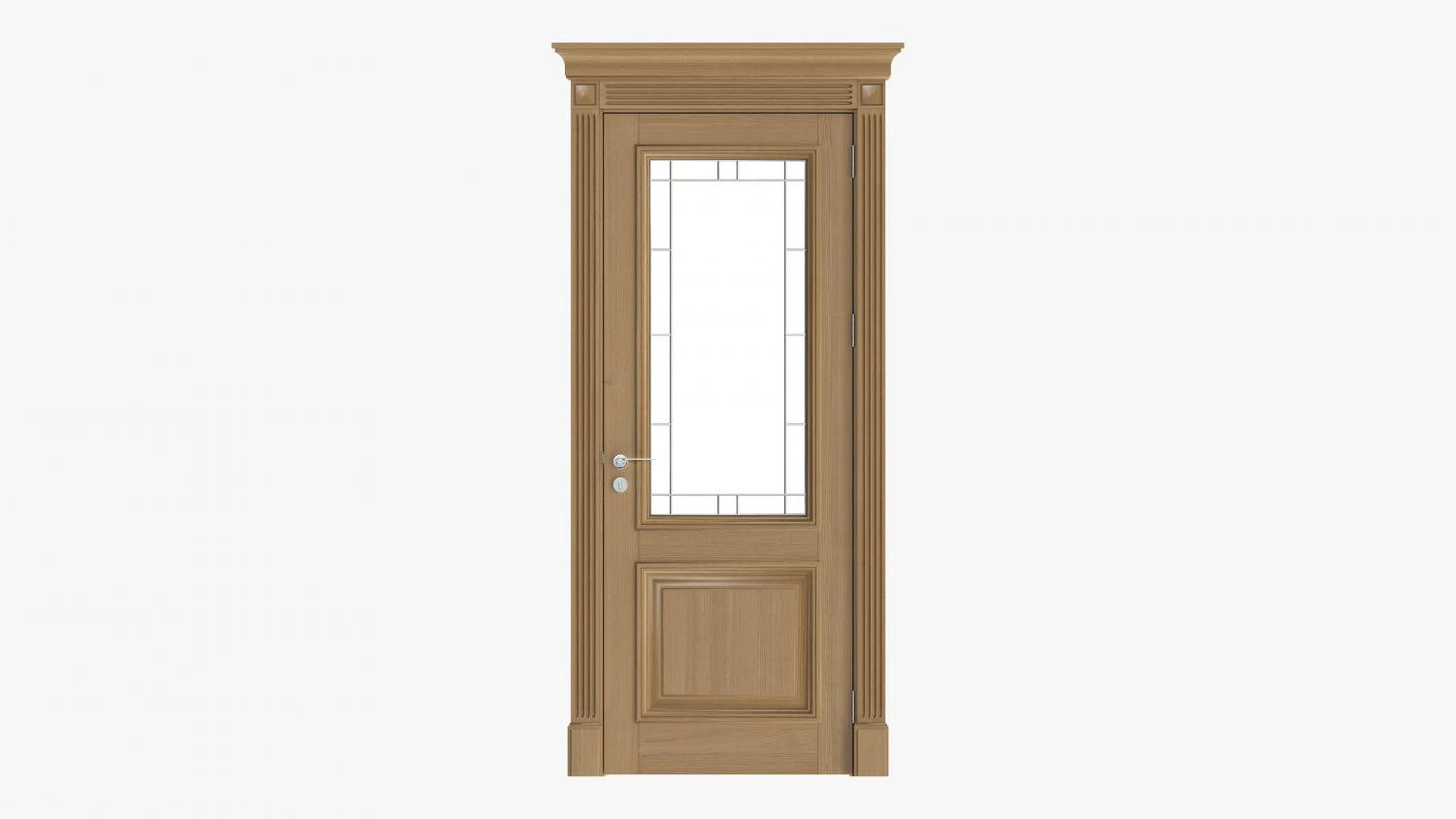 Classic Door With Glass 01 3D Model .c4d .max .obj .3ds .fbx .stl .blend 