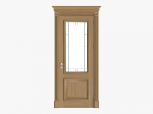 Classic Door With Glass 01 3D Model