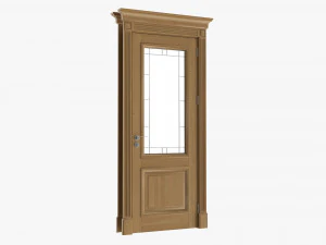 Classic Door With Glass 01 3D Model