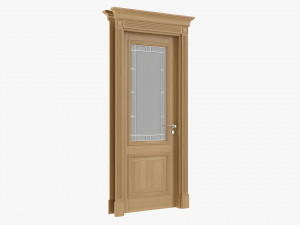 Classic Door With Glass 01 3D Model