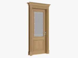 Classic Door With Glass 01 3D Model
