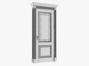 Classic Door With Glass 01 3D Model