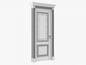 Classic Door With Glass 01 3D Model