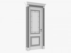 Classic Door With Glass 01 3D Model