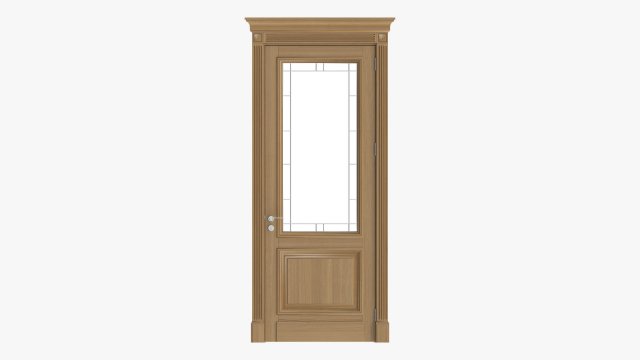 Classic Door With Glass 02 Model 3D .c4d .max .obj .3ds .fbx .stl .blend 