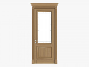 Classic Door With Glass 02 3D Model