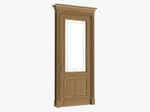 Classic Door With Glass 02 Model 3D