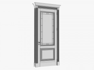 Classic Door With Glass 02 Model 3D