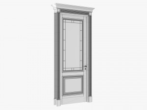 Classic Door With Glass 02 Model 3D