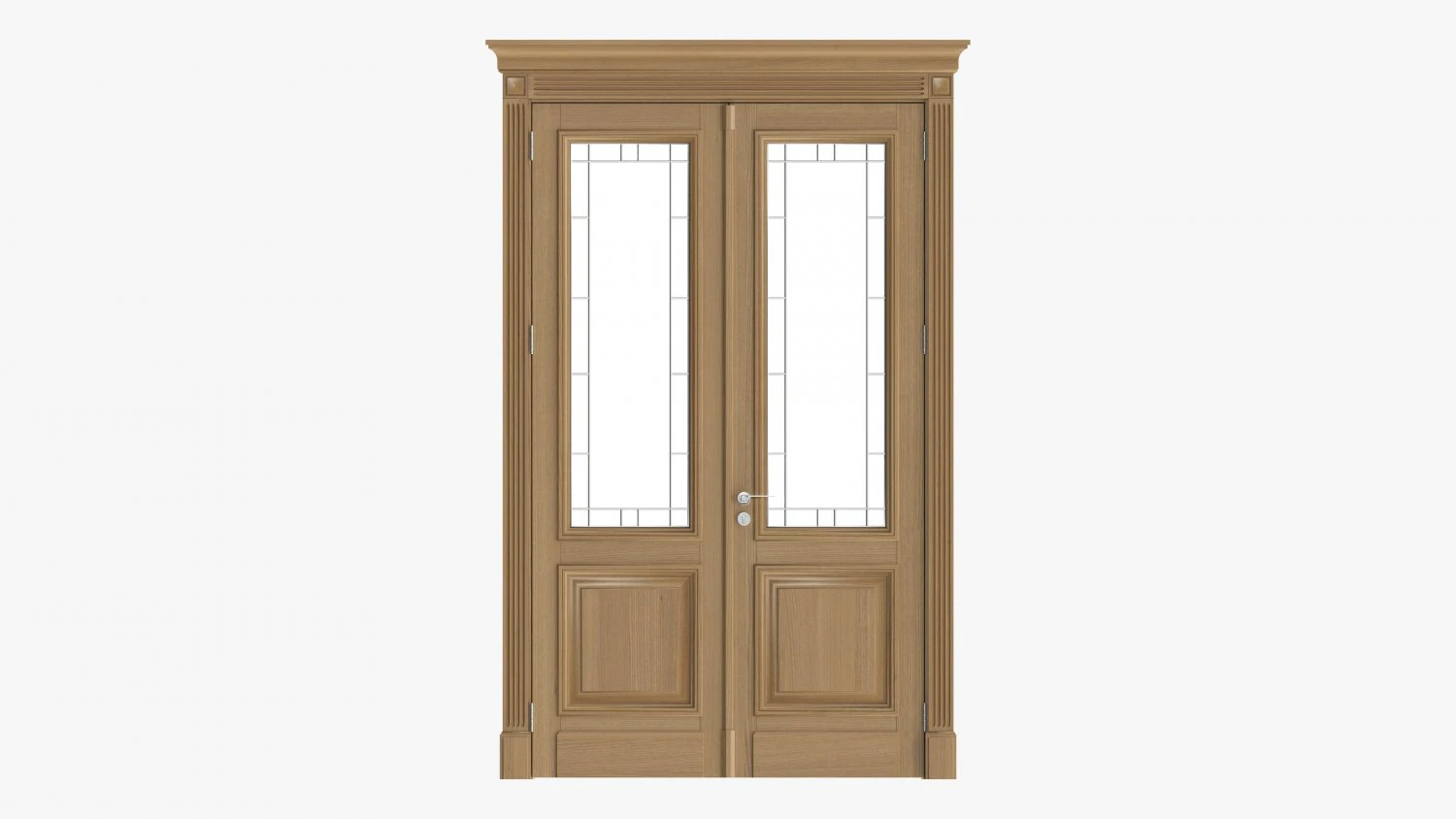 Classic Door With Glass Double 01 3D Model .c4d .max .obj .3ds .fbx .stl .blend