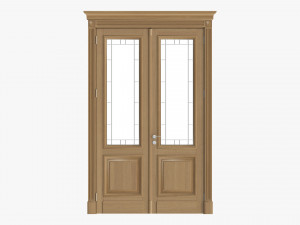 Classic Door With Glass Double 01 3D Model