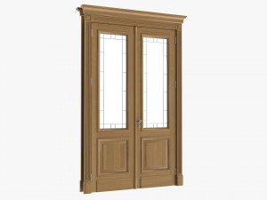 Classic Door With Glass Double 01 3D Model