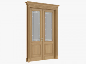 Classic Door With Glass Double 01 3D Model