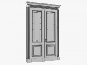 Classic Door With Glass Double 01 3D Model