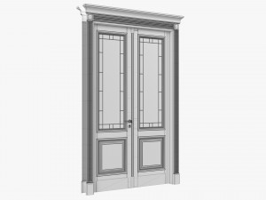 Classic Door With Glass Double 01 3D Model