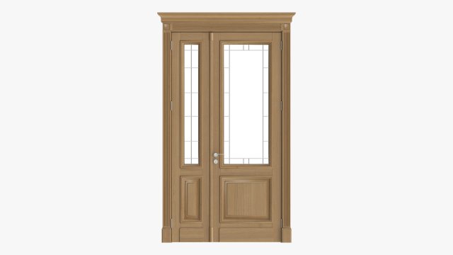 Classic Door With Glass Double 02 3D Model .c4d .max .obj .3ds .fbx .stl .blend 