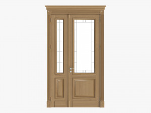 Classic Door With Glass Double 02 3D Model