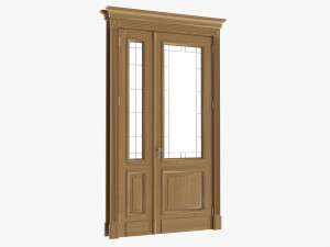 Classic Door With Glass Double 02 3D Model