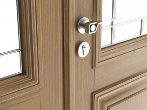 Classic Door With Glass Double 02 3D Model