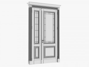 Classic Door With Glass Double 02 3D Model