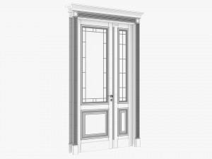 Classic Door With Glass Double 02 3D Model